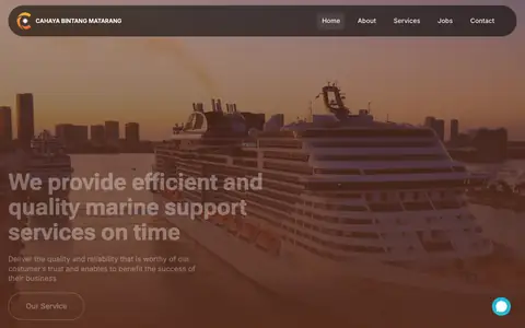 Tampilan website PT Cahaya Bintang Matarang