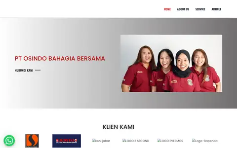 Tampilan website PT Osindo Bahagia Bersama